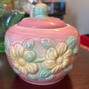 Vintage Hall made in the US Floral Ceramic Jar with Lid